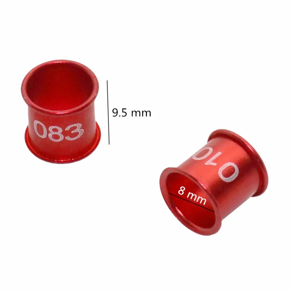100 Pcs 8mm Diameter Bird Pigeon Digital Aluminum Foot Ring Custom 4 Colors NO.001-100 Aluminum Digital Rings
