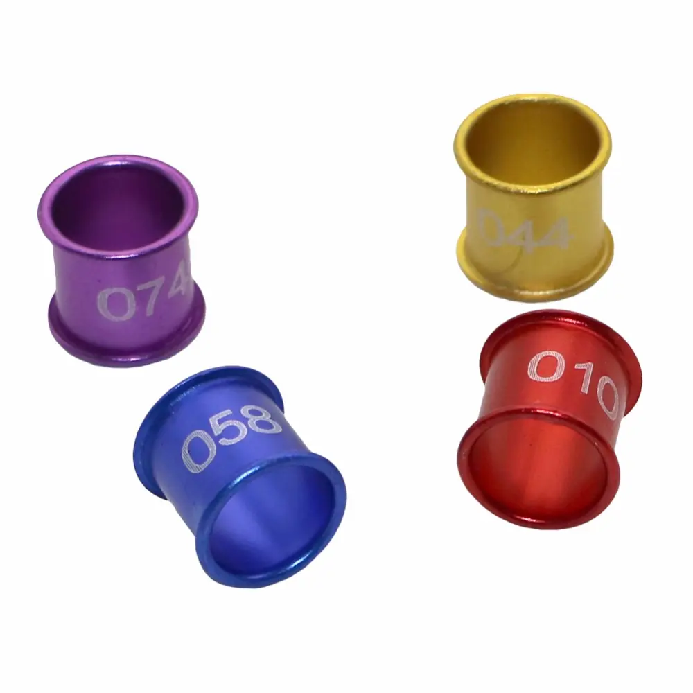 100 Pcs 8mm Diameter Bird Pigeon Digital Aluminum Foot Ring Custom 4 Colors NO.001-100 Aluminum Digital Rings