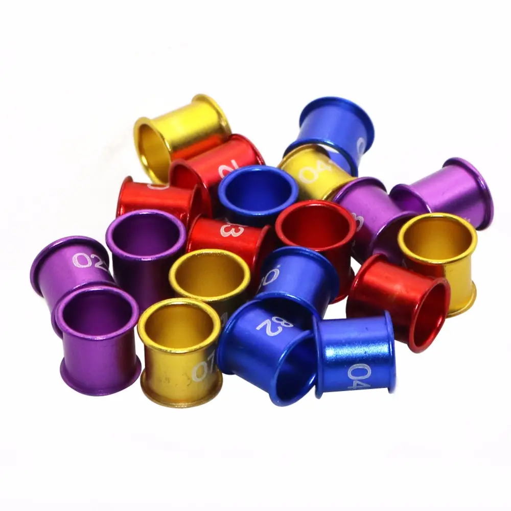 100 Pcs 8mm Diameter Bird Pigeon Digital Aluminum Foot Ring Custom 4 Colors NO.001-100 Aluminum Digital Rings