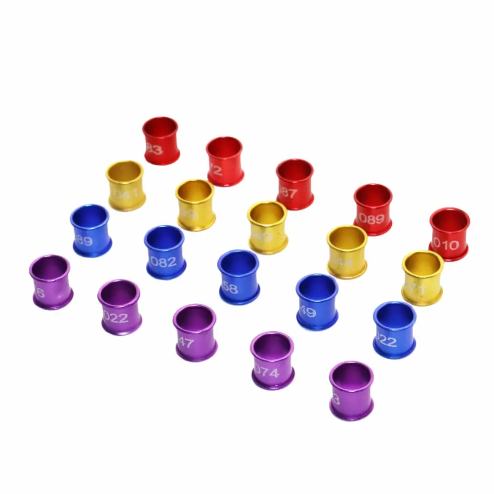 100 Pcs 8mm Diameter Bird Pigeon Digital Aluminum Foot Ring Custom 4 Colors NO.001-100 Aluminum Digital Rings