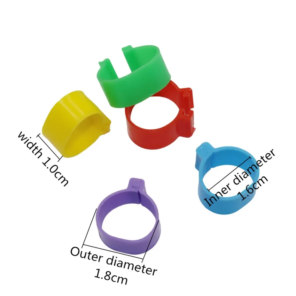 1000pcs ID 1.6cm Chicken Foot Ring Poultry Leg Digital Label Buckle Ring 5 Colors Plastic Chick Duck Goose Farm Equipment