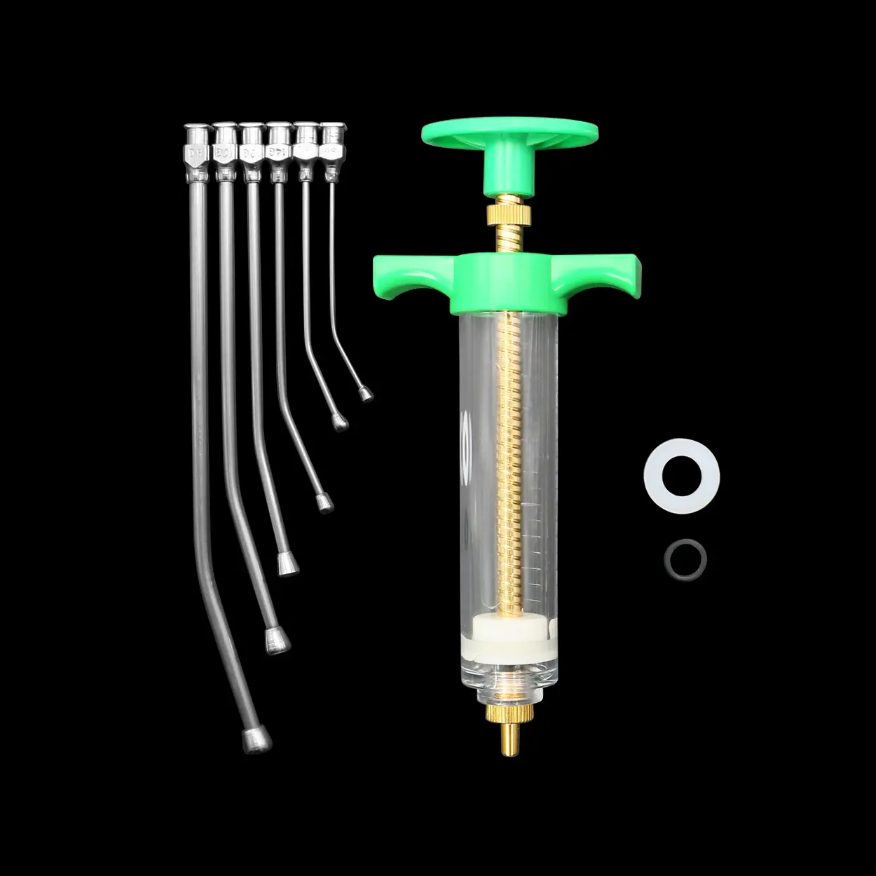 Transparent Syringes Adjustable Dose with  6 Pcs Curved Gavage Tubes  Needle Farm Livestock Dispensing 10/20/30/50/ML