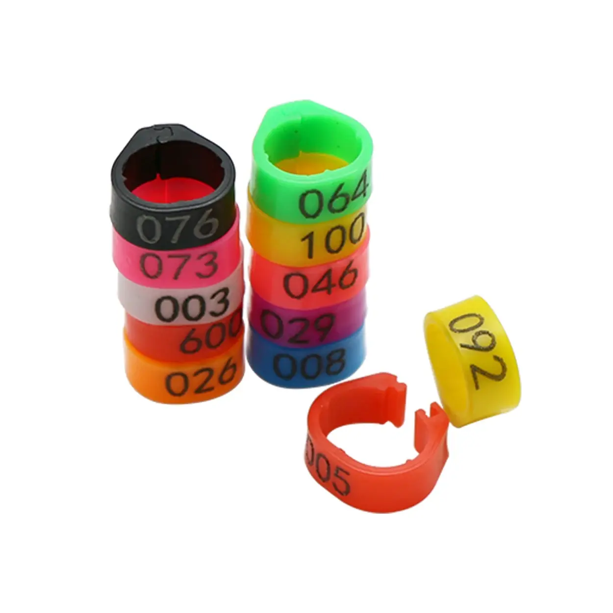 100 Pcs Number (01-100) Inner Diameter 8mm Pigeon Leg Ring Poultry Dove Bird Parrot Clip Rings Snap-on Foot Ring Pigeon Supplies