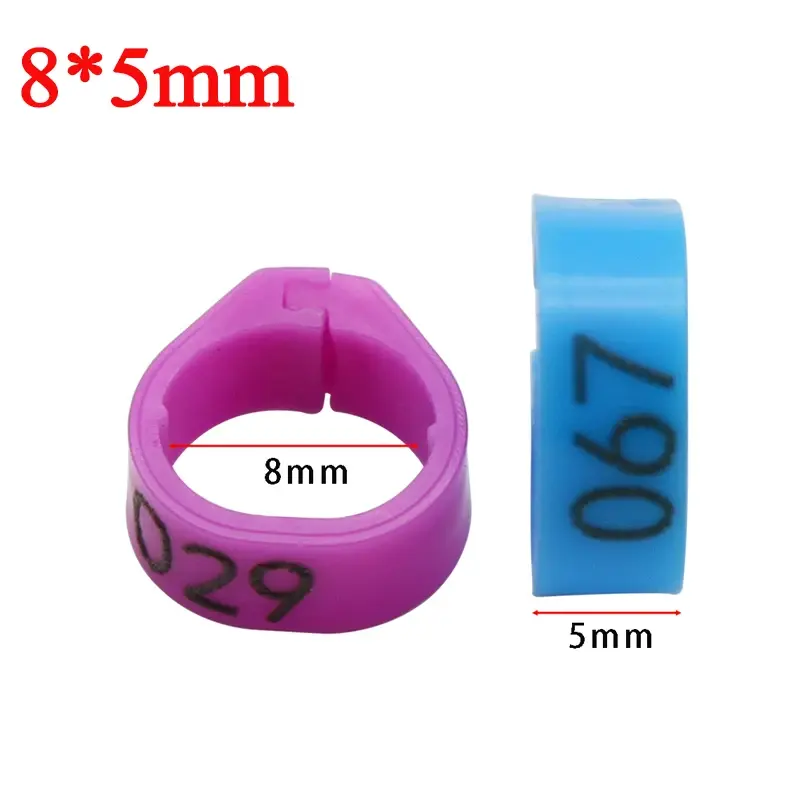 100 Pcs Number (01-100) Inner Diameter 8mm Pigeon Leg Ring Poultry Dove Bird Parrot Clip Rings Snap-on Foot Ring Pigeon Supplies