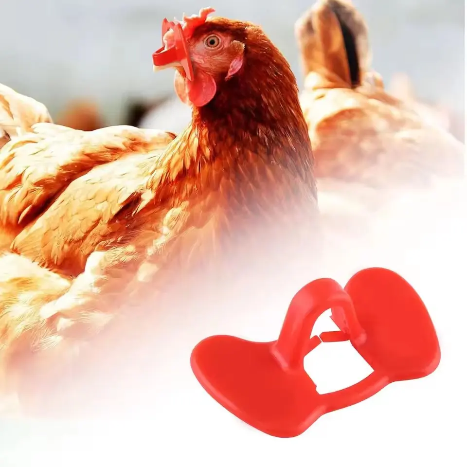 20 Pcs Red Chicken Glasses Fighting Peepers Plastic Poultry Blinders for Chickens Prevent Pecking and Fighting