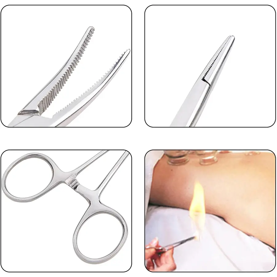 1Pc Straight & Curved Hemostat Forceps Set Locking Tweezer Clamps Ideal Hemostats Pet Hemostat Locking Nipper