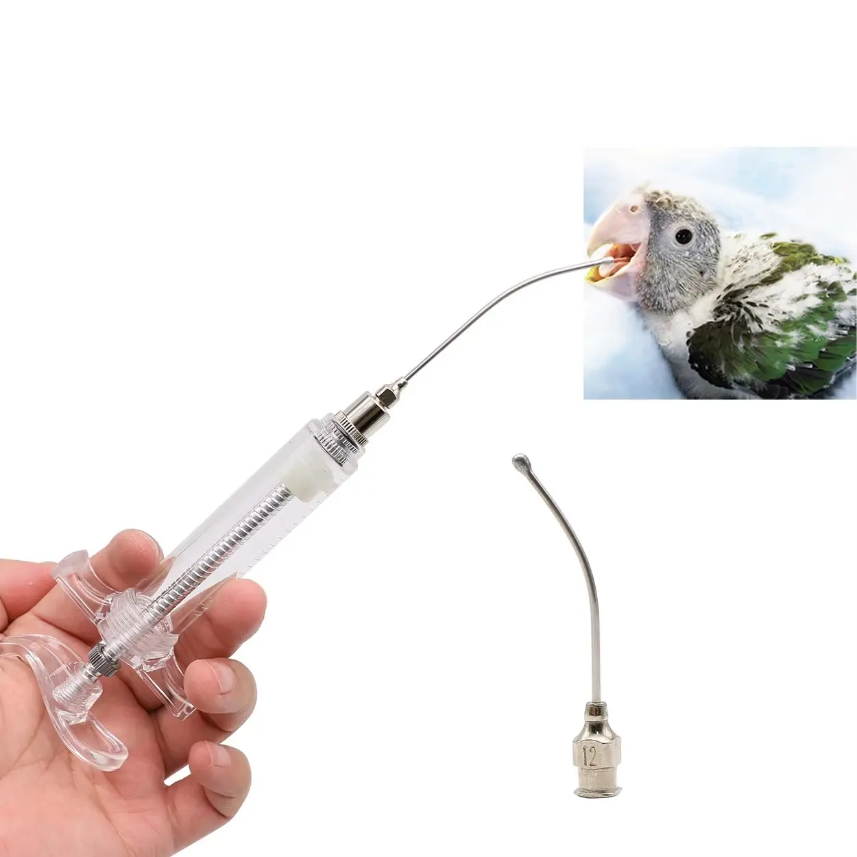 10/20ml Small Pet Medicine Feeder Manual Feeder With Metal Feeding Tube For Parrot Pigeon Bird Poultry Feeding equipment