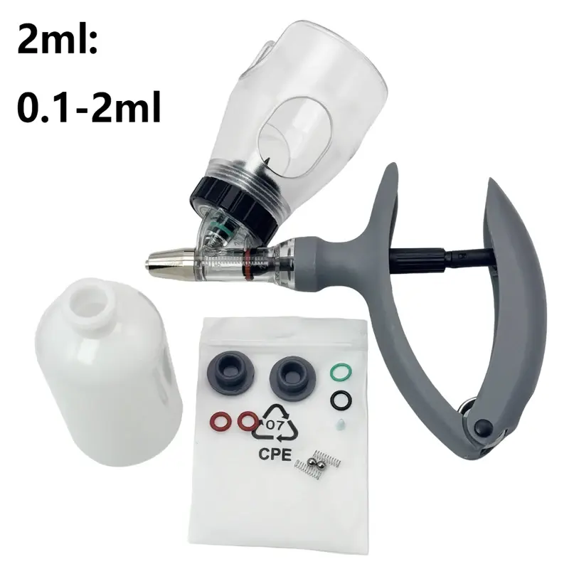 1 Pc 2/5ml Poultry Automatic Syringe With Vaccine Bottle Livestock Continuous Injector Pet Adjustable Vaccine Injection