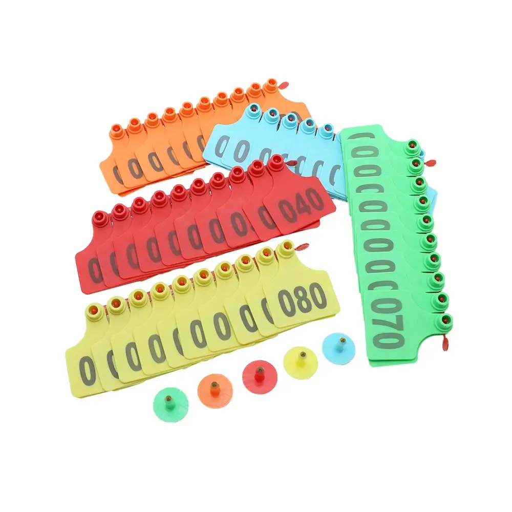 100Sets Livestock Cattle Cow Ear Tag Signs Number Laser Farm Animal Livestock Digital Identification Card Animal Ear Tag