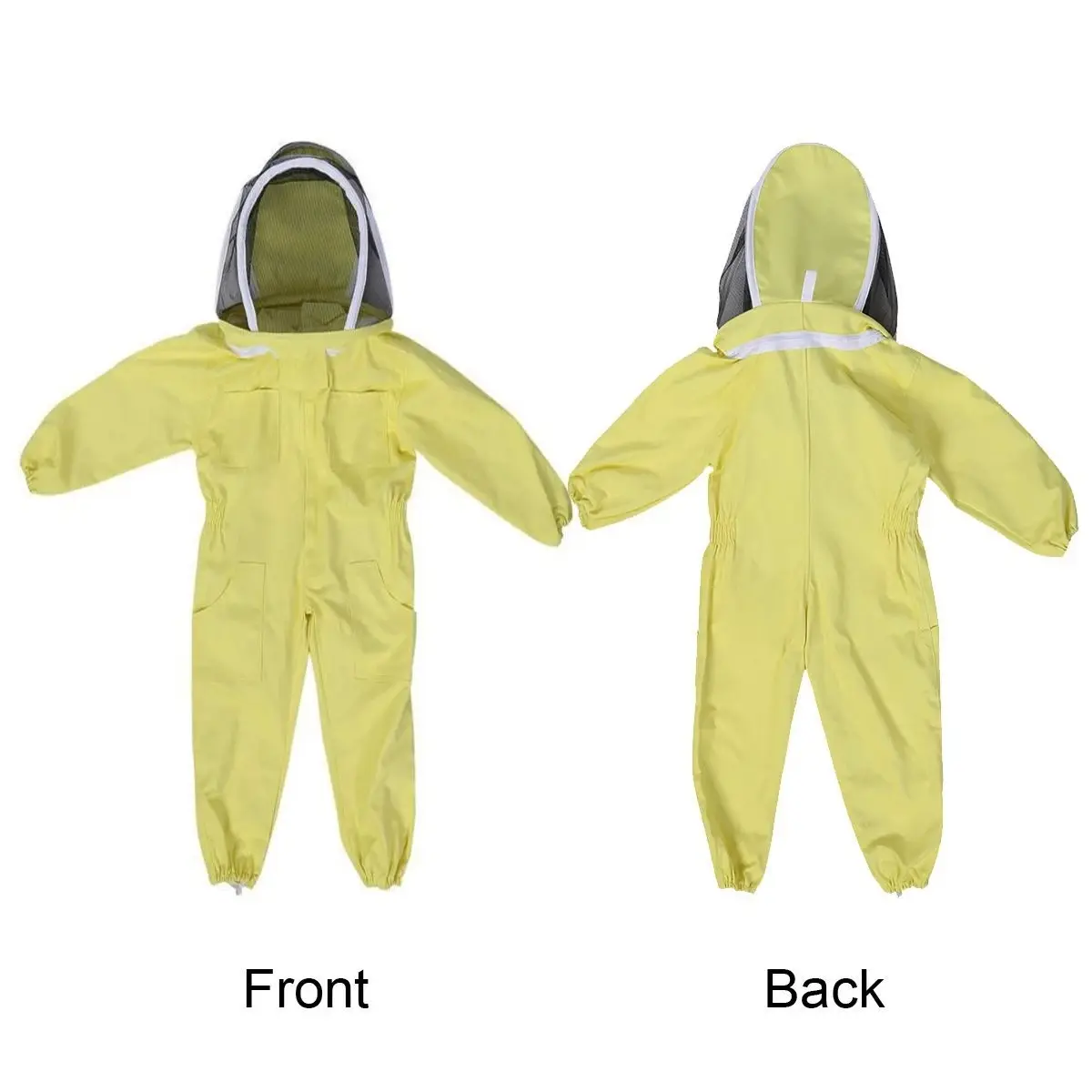 1Pc Apiculture Cotton Jumpsuit Children's Bee-proof Suit Space Suit Anti-bee Cap Beekeeping Tools Yellow/White