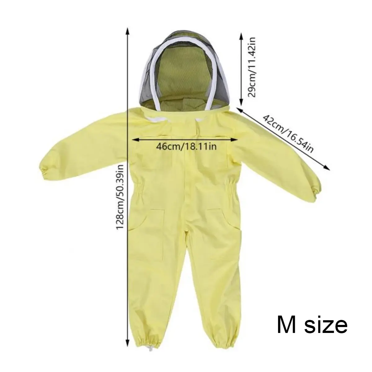 1Pc Apiculture Cotton Jumpsuit Children's Bee-proof Suit Space Suit Anti-bee Cap Beekeeping Tools Yellow/White
