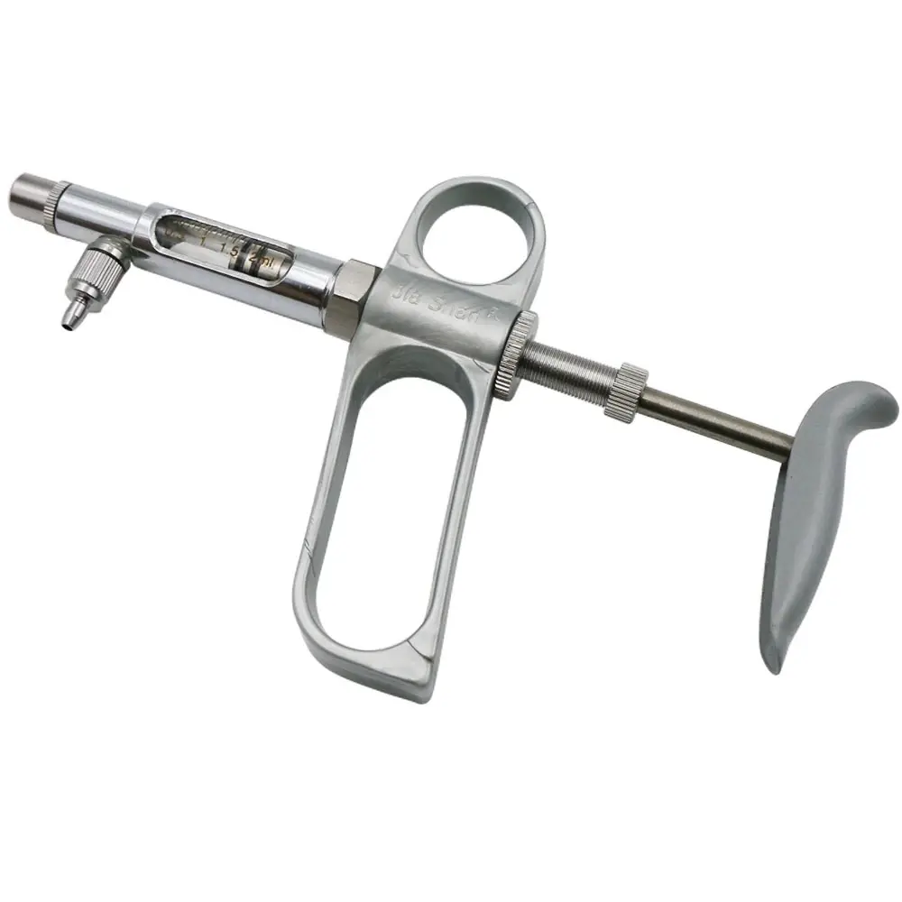 1 Boxed 2/5ml Livestock Syringe Continuous Adjustable Animal Syringe Stainless Steel for Cattle Sheep Pig Goat