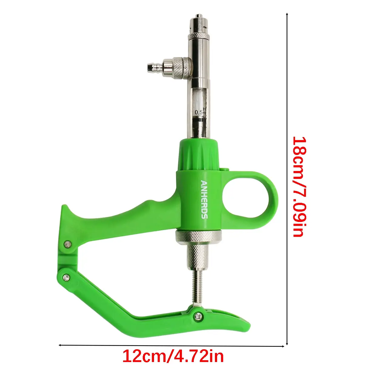 1Pc 1/2ml Automatic Syringe Poultry Adjustable Continuous Vaccine Injector Chicken Pig Bull Sheep Small Pet Liquid Feeding