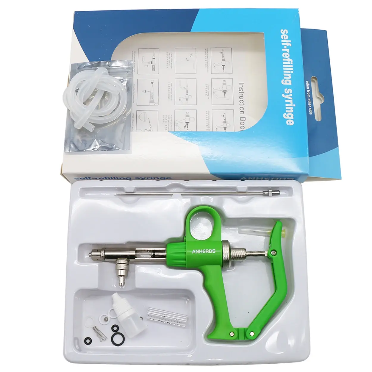 1Pc 1/2ml Automatic Syringe Poultry Adjustable Continuous Vaccine Injector Chicken Pig Bull Sheep Small Pet Liquid Feeding
