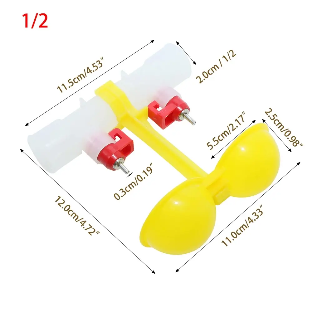 20 Sets Double Nipple Chicken Cup Chicken Waterer Ball Valve Drinker with 2 Bowls Hanging Feeder Chicken Coop Accessories