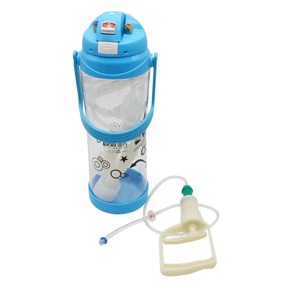 1Set 3L Manual Double Head Impulse Milk Milking Machine Plastic Portable 0.8 Gal Vacuum Pump Milker for Farm Sheep Cows Goats
