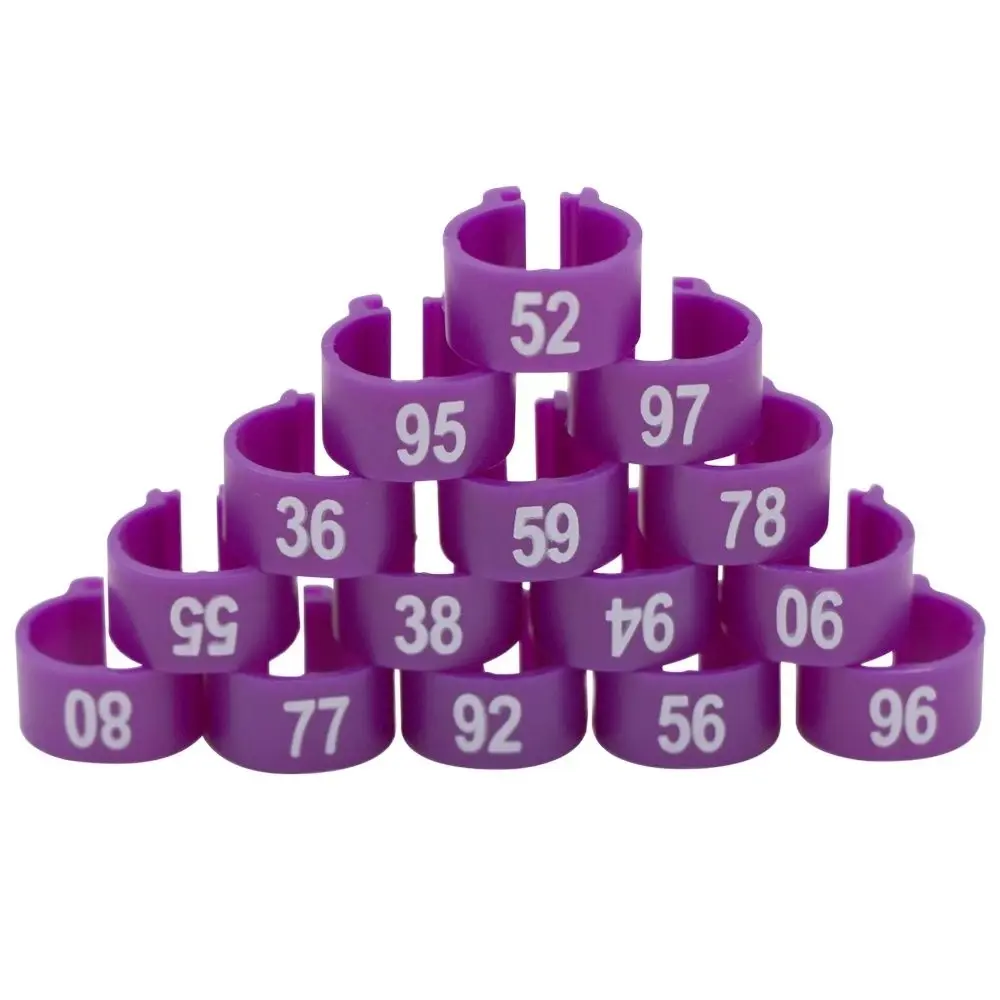 100pcs Inner Diameter 10mm height 8 mm Bird Foot Ring Pigeon Leg Ring Marker Identification Laser Printing Numbers Multicolor