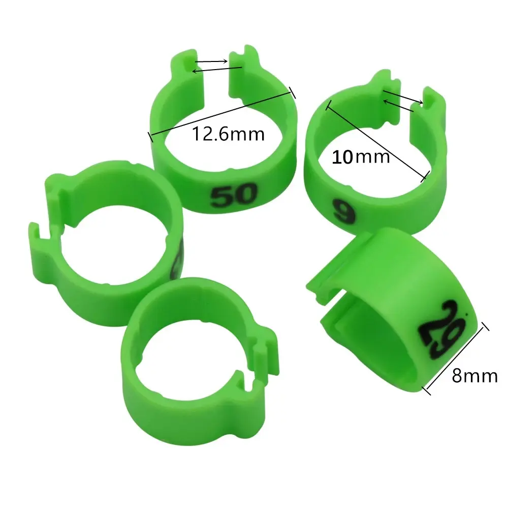 100pcs Inner Diameter 10mm height 8 mm Bird Foot Ring Pigeon Leg Ring Marker Identification Laser Printing Numbers Multicolor