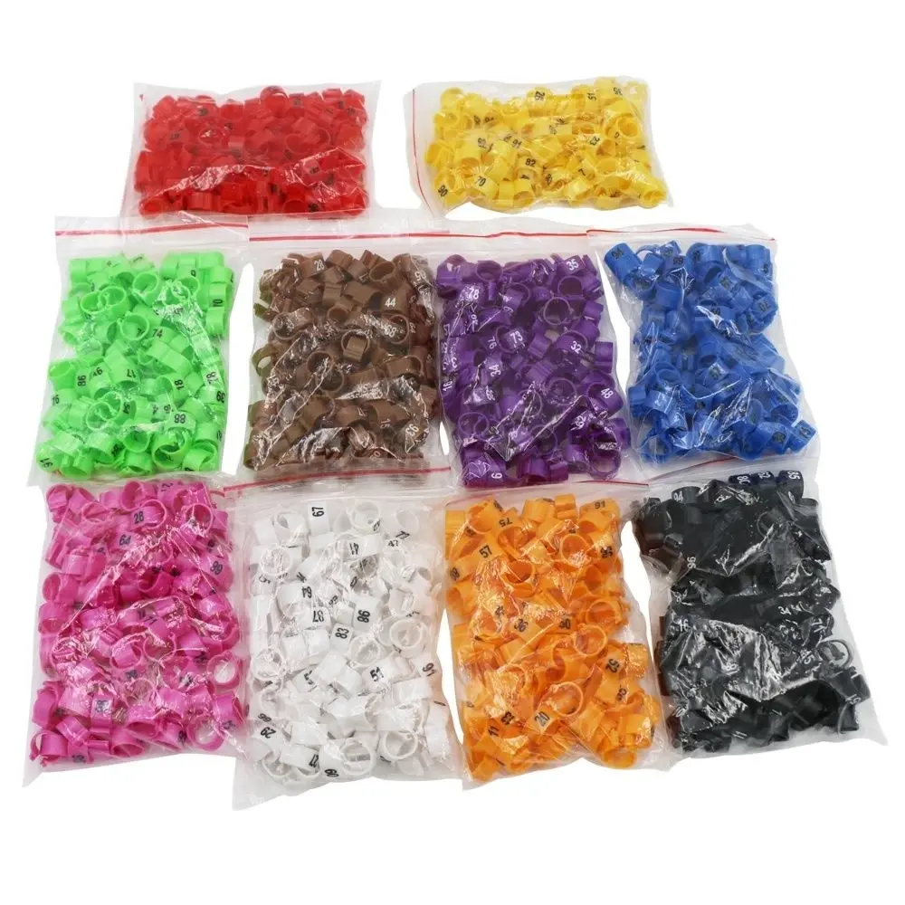 100pcs Inner Diameter 10mm height 8 mm Bird Foot Ring Pigeon Leg Ring Marker Identification Laser Printing Numbers Multicolor