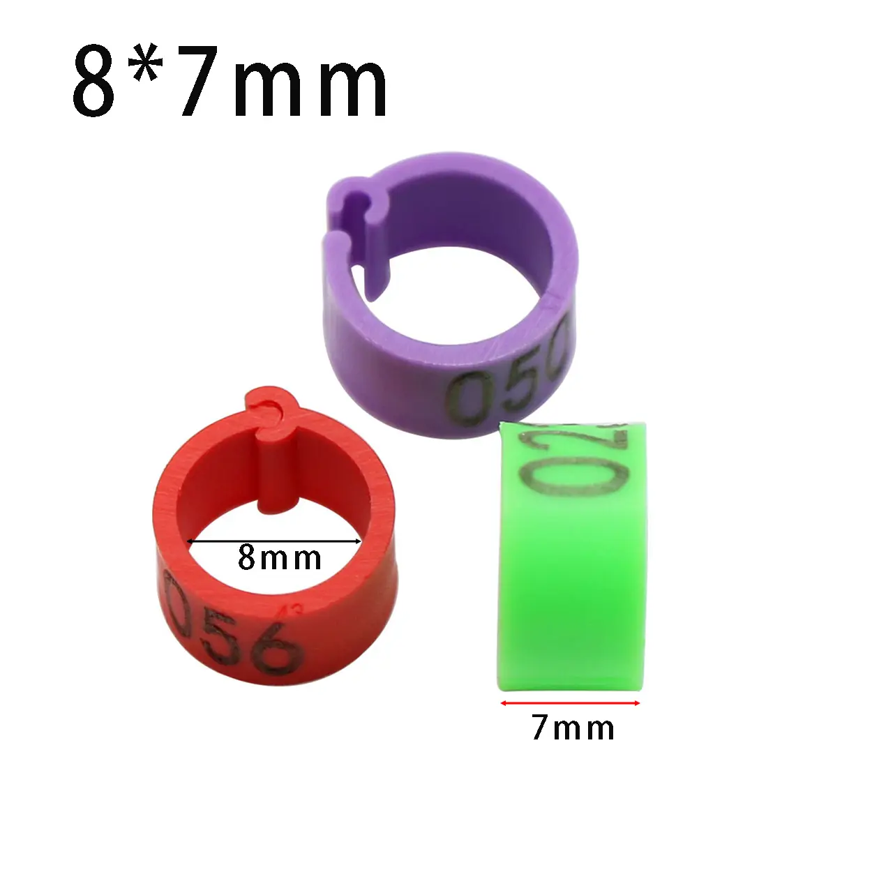 100 Pcs Inner Diameter 8mm/Height 7mm Pigeon Leg Ring Poultry Dove Bird Parrot Clip Rings Snap-on Foot Ring Pigeons Carry