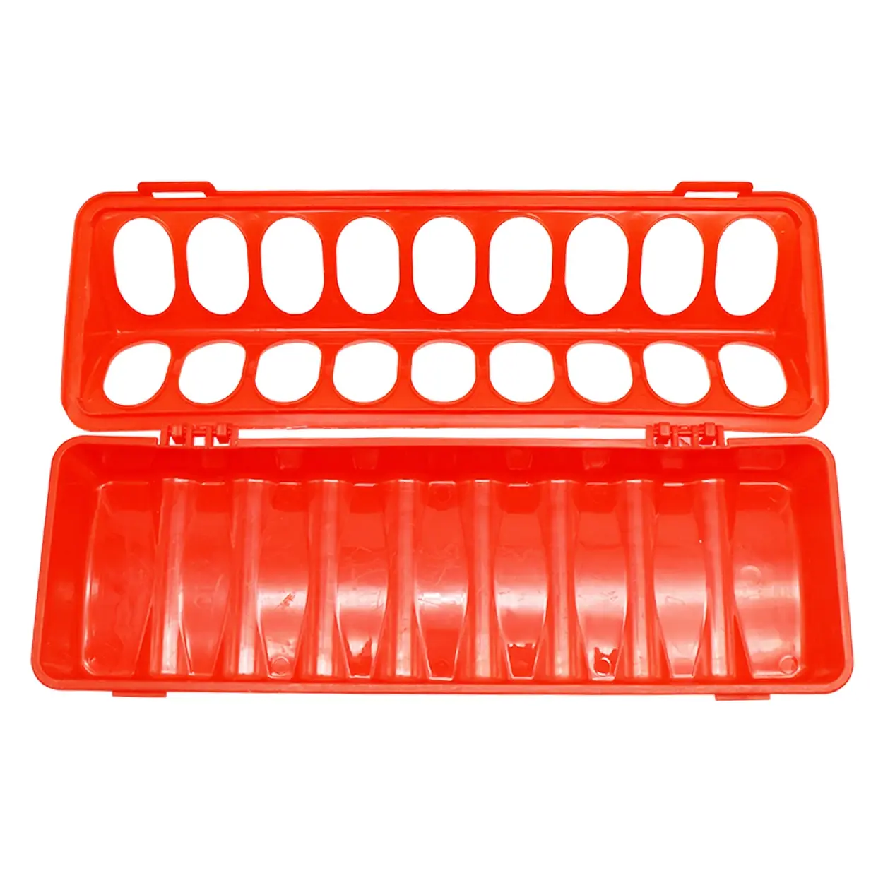 1 Pc 12/18/22 Hole Ground Bird Feeder Plastic Flip-top Double Row Hole Bird Trough Chicken Poultry Feeder Chick Feeding Trough