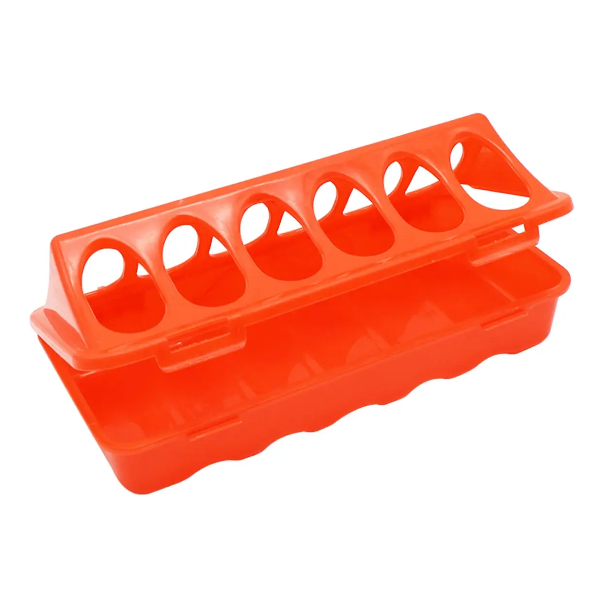 1 Pc 12/18/22 Hole Ground Bird Feeder Plastic Flip-top Double Row Hole Bird Trough Chicken Poultry Feeder Chick Feeding Trough