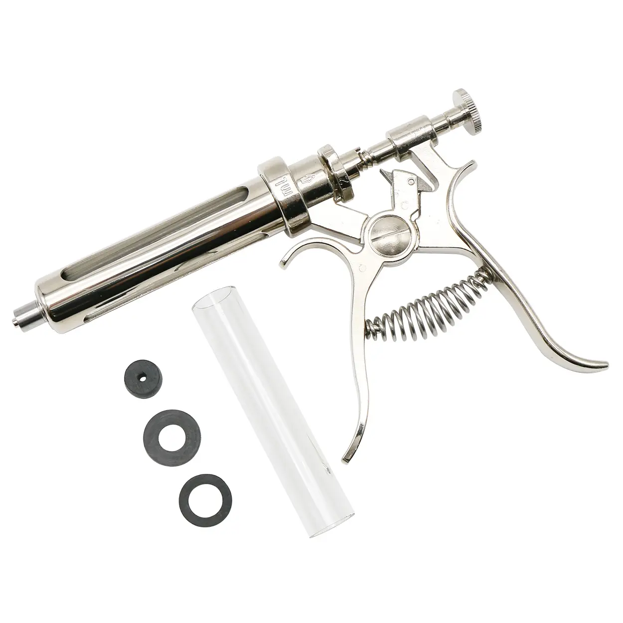 Veterinary Continuos Syringe Revolver Shape 10/20/50ml Stainless Steel Animal Medicine Feeder Vaccination Gun for Cow Pig Shee