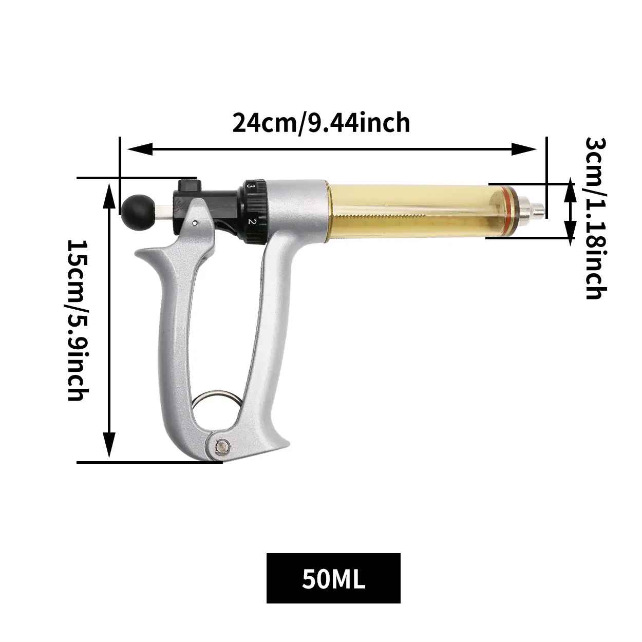 25/50ml Semiautomatic Continuous Syringe Veterinary Equipment Medicine Feeder Pig Cattle Sheep Adjustable scale Vaccine Syringe