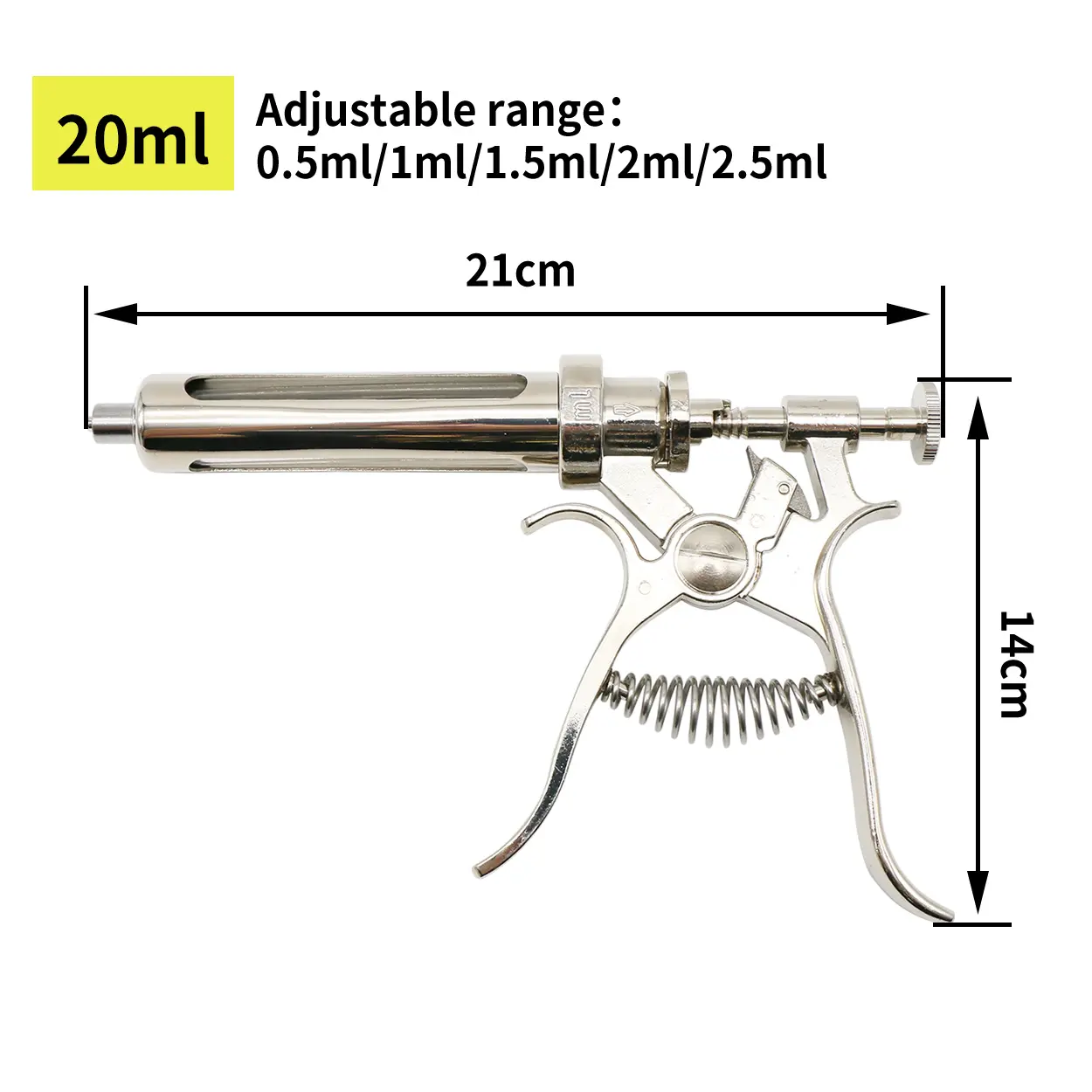 Veterinary Continuos Syringe Revolver Shape 10/20/50ml Stainless Steel Animal Medicine Feeder Vaccination Gun for Cow Pig Shee