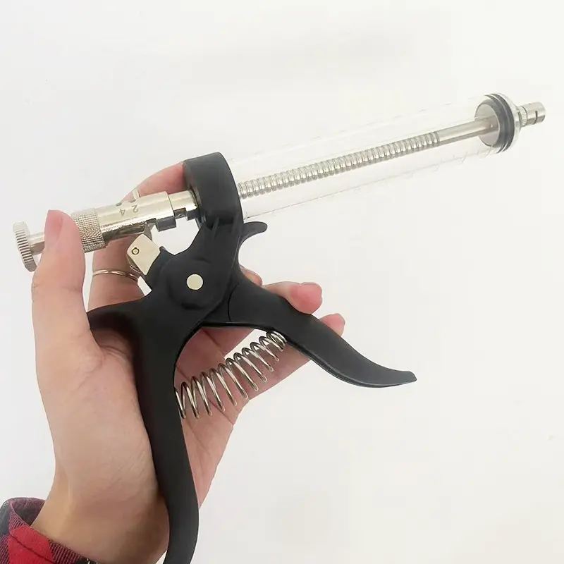 1 Pc Animal 50ml Continuous Injection Syringe Revolver Plastic Handle Veterinary Automatic Vaccination Gun for Cow Pig Sheep