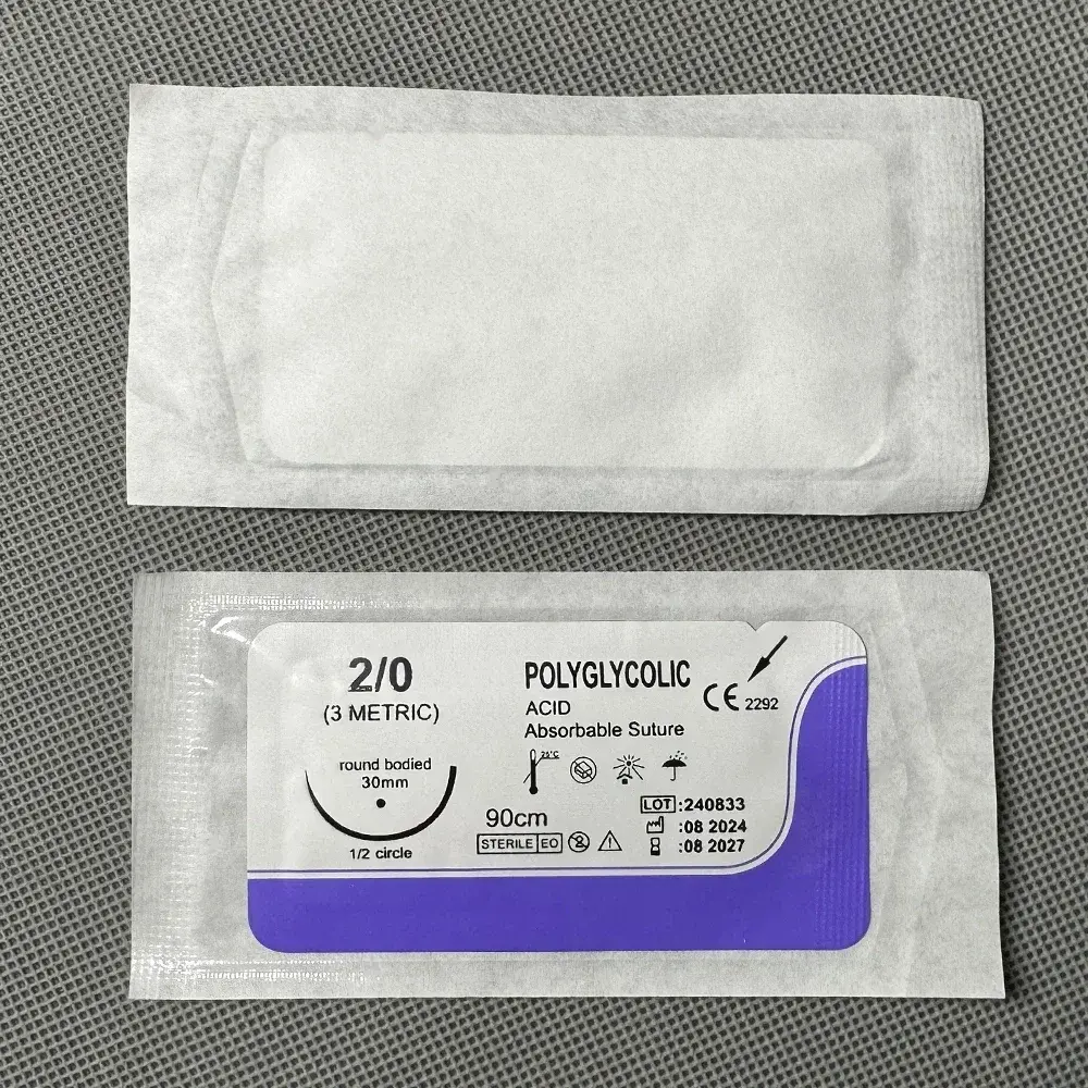 12 Pcs Absorbable Suture Thread Special For Pet PGA Sutures With Needle Polyglycolic Acid Sterile Animal use 90cm