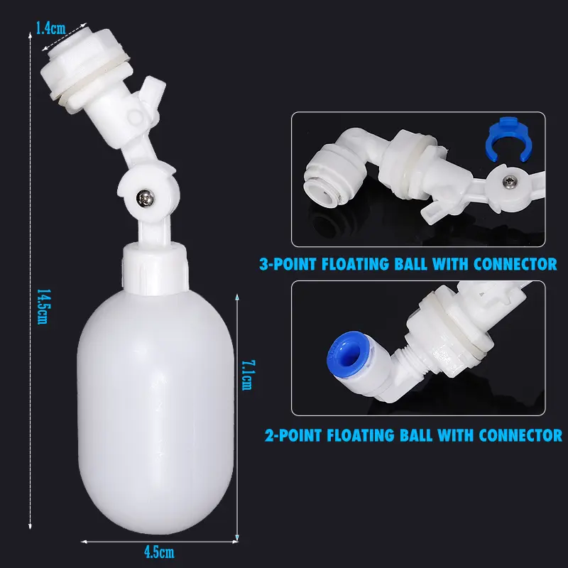 1/4 Inch 3/8 Inch Float Ball Valve For Water Purifier Aquarium Auto Water Changer Float Valve Plastic Water Level Controller