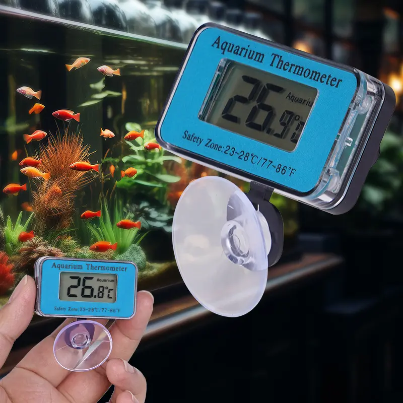 Digital LCD Aquarium Thermometer Suction Cup Thermometer Submersible Fish Tank Thermometer Diving Temperature Large Screen