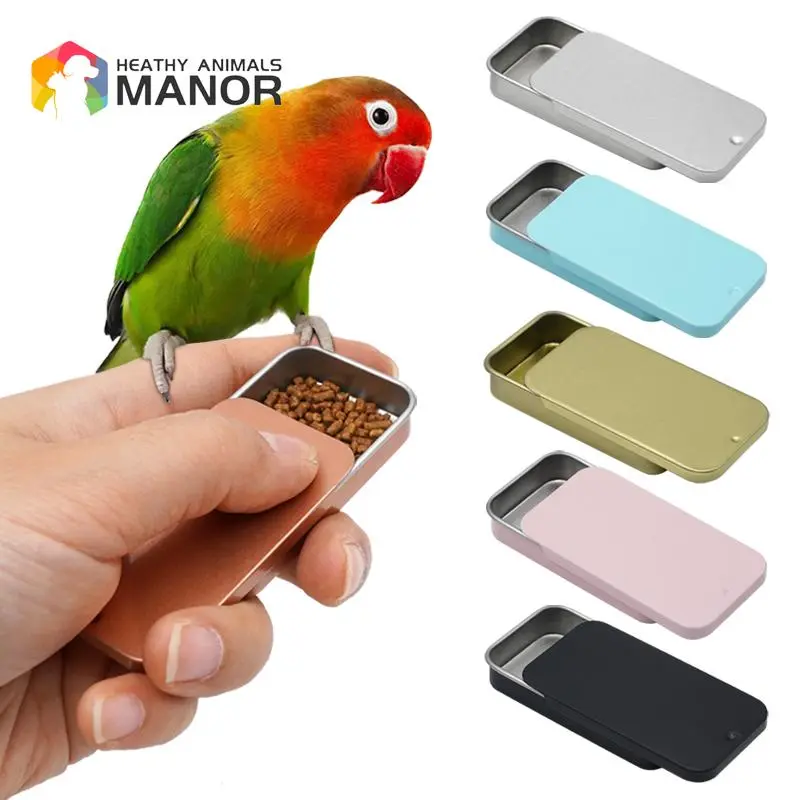 Bird Training Food Jar Parrot Hand-Held Feeder Bird Growth Training Tools Interactive Toys Mini Iron Tank for Bird Feeding