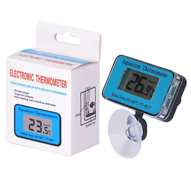 Digital LCD Aquarium Thermometer Suction Cup Thermometer Submersible Fish Tank Thermometer Diving Temperature Large Screen