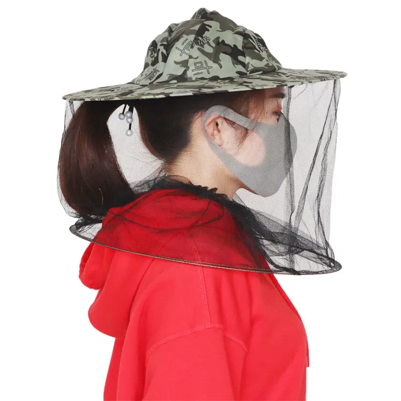Beekeeping Hat Mosquito Camouflage Bee Insect Net Veil Hat Fishing Caps Face Head Neck Wrap Protector five-pointed star