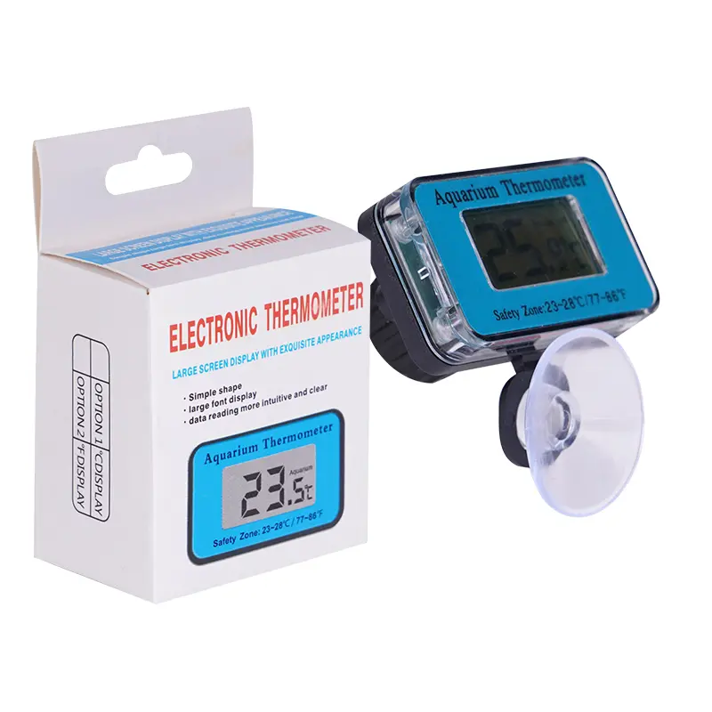 Digital LCD Aquarium Thermometer Suction Cup Thermometer Submersible Fish Tank Thermometer Diving Temperature Large Screen
