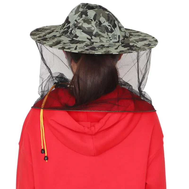Beekeeping Hat Mosquito Camouflage Bee Insect Net Veil Hat Fishing Caps Face Head Neck Wrap Protector five-pointed star