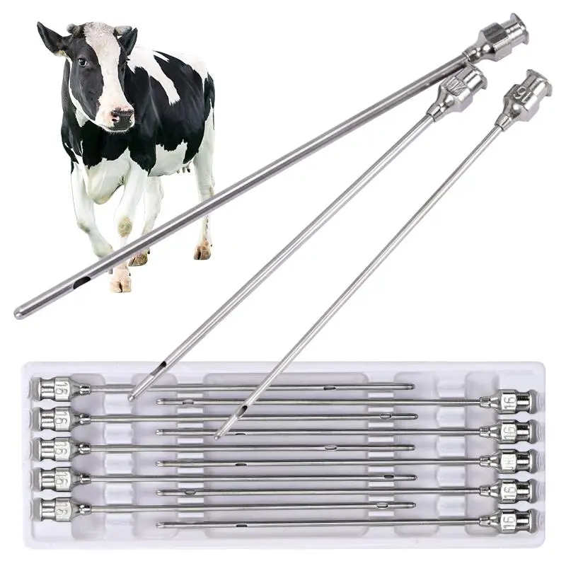 10 Pcs Stainless Steel Cow Breast Needle Milking Needle Cow Goat Milking Needle Milk Through Syringe Farm Animal Breast Needle
