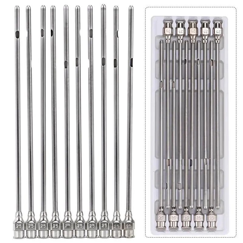 10 Pcs Stainless Steel Cow Breast Needle Milking Needle Cow Goat Milking Needle Milk Through Syringe Farm Animal Breast Needle
