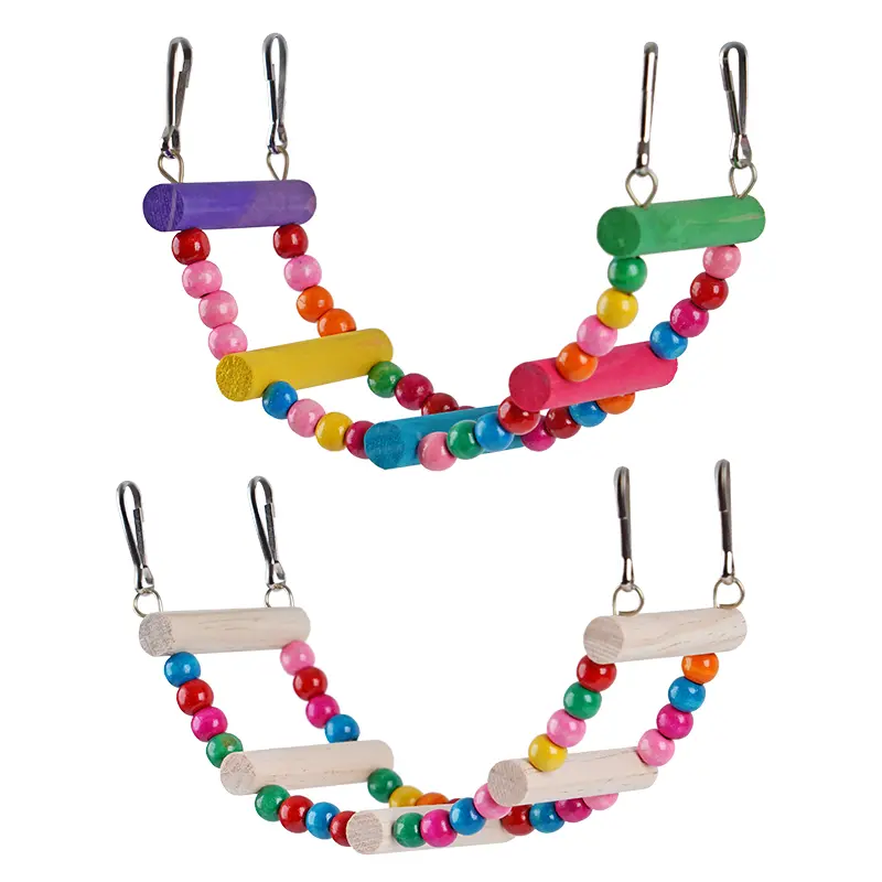 1pc Bird Toys Swing Chewing Training Toys Small Parrot Hanging Hammock Parrot Cage Bell Perch Toys with Ladder Pet Supplies