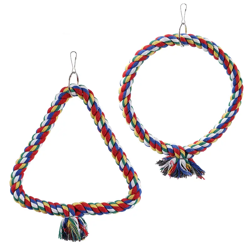 1pc Bird Toys Swing Chewing Training Toys Small Parrot Hanging Hammock Parrot Cage Bell Perch Toys with Ladder Pet Supplies