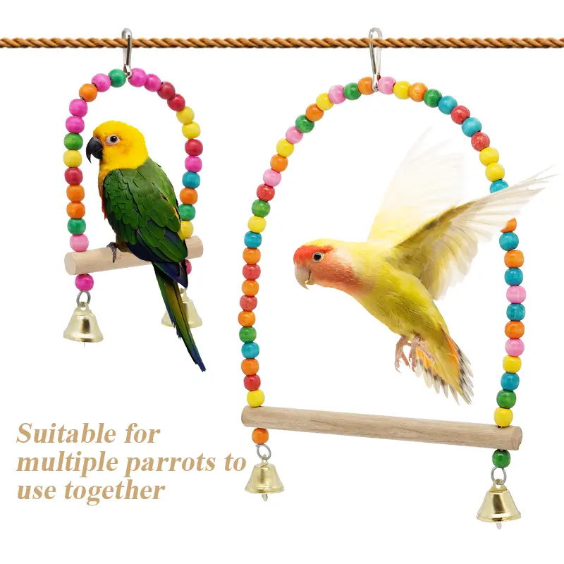 Colorful Bird Toy Parrot Swing Cage Stand Frame Cockatiel Budgie Hanging Hammock Bird Swing Parrot Stand Bird Cage Accessories