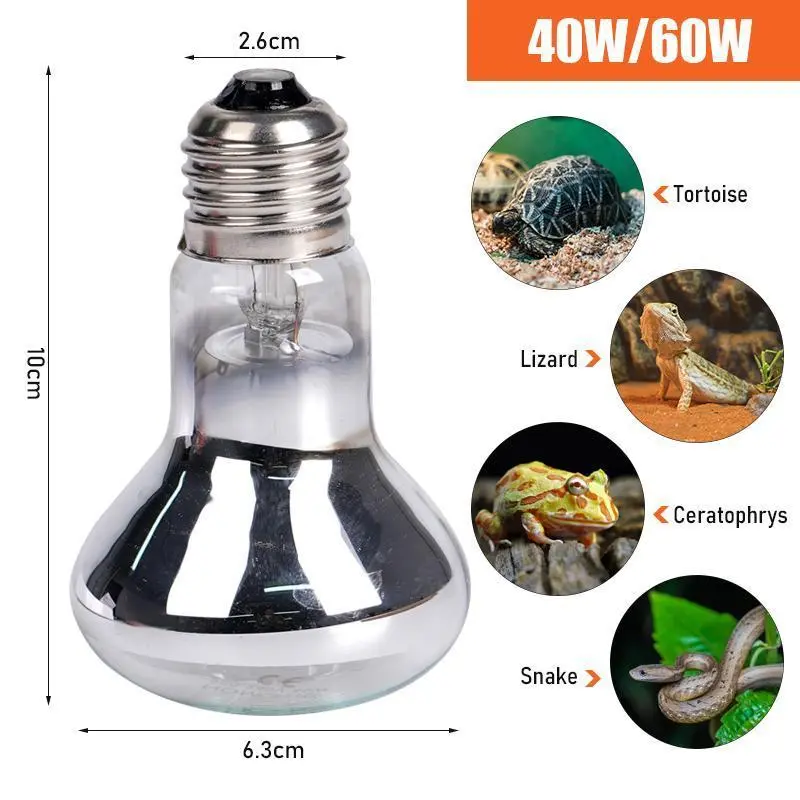 Uva+Uvb Reptile Lamp Full Spectrum Sun Light Lamp 40W/60W Pet Calcium Supplement Lamp Pet Turtle Lizard Basking Heating Lamps