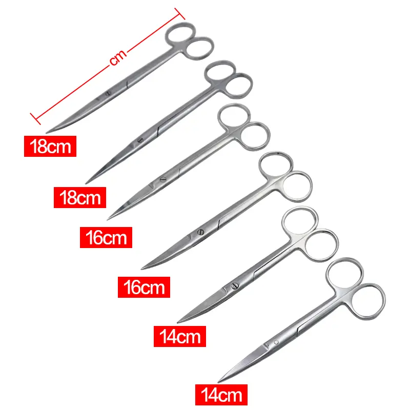 14/16/18Cm Animal Veterinary Vet Medical Stainless Steel Surgical Scissors Straight Curved Tip Scissors Farming Tools