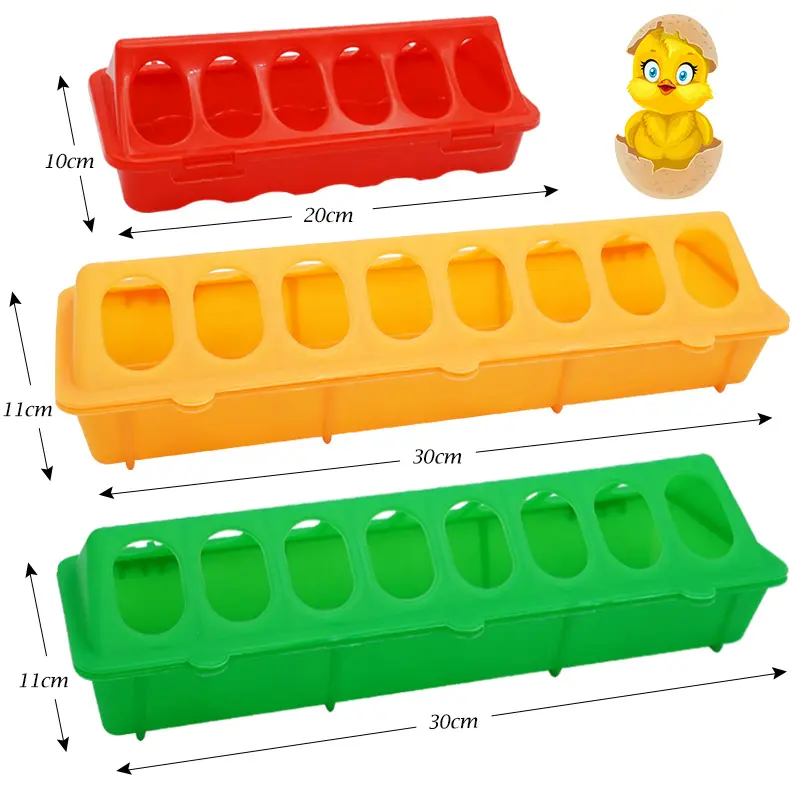1 Pc Double Row 12/16 Holes Poultry Ground Feeder Plastic Clamshell Feeding Chicken Groove Farm Breeding Supplies
