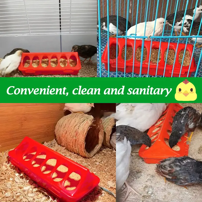 1 Pc Double Row 12/16 Holes Poultry Ground Feeder Plastic Clamshell Feeding Chicken Groove Farm Breeding Supplies