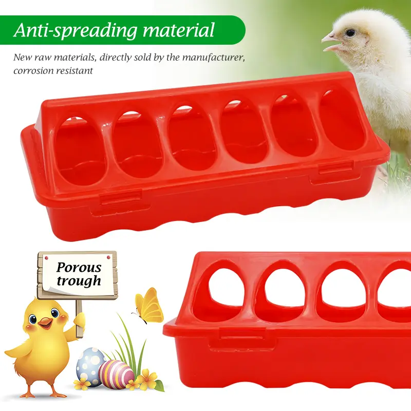 1 Pc Double Row 12/16 Holes Poultry Ground Feeder Plastic Clamshell Feeding Chicken Groove Farm Breeding Supplies