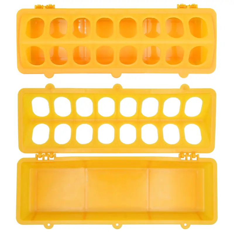 1 Pc Double Row 12/16 Holes Poultry Ground Feeder Plastic Clamshell Feeding Chicken Groove Farm Breeding Supplies
