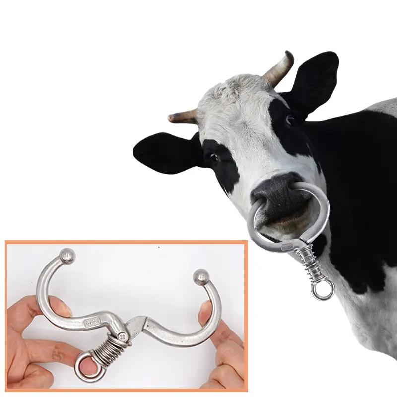 Cattle Nose Rings Stainless Steel Cattle Nose Clamp Bull Cow Spring Nose Farm Animal Supplies Cattle Nose Rings